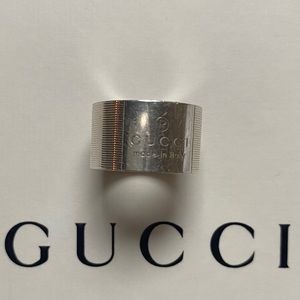 Gucci trademark white sterling silver wide band